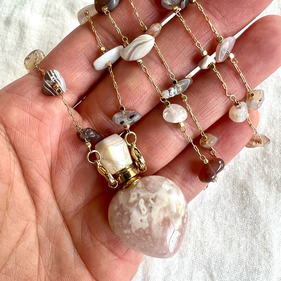 Cherry Blossom Agate POISON Essnetial Oil Bottle Neckace Pendant - Picture 9 of 9